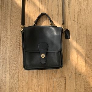 Vintage Coach black leather crossbody bag